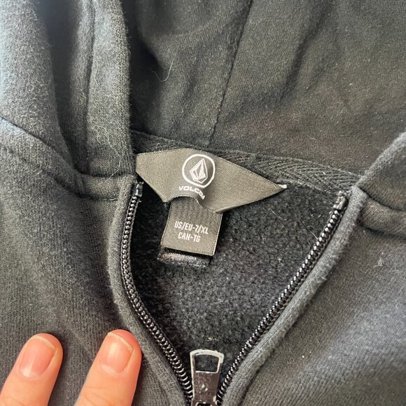 Kids 7 Black Volcom Zip up Hooded Sweater Jacket - Picture 4 of 6